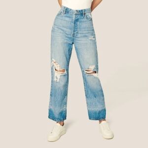 NWT RETRO 90s BLANK NYC JEANS HIGH WAIST DISTRESSED THE BAXTER WIDE LEG CROP